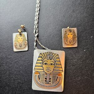 Egyptian Pharaoh Necklace and Earring Set